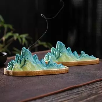 1 шт. керамическая курильница ручной работы в стиле горного ручья с противопожарной подкладкой и креативной коробкой для благовоний для домашнего аромата