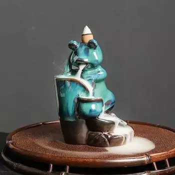 1 шт. Керамическая лягушка Fambe Водопад Курильница для благовоний Украшение для дома (Без благовоний)
