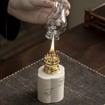 1 шт. Керамическая масляная лампа, свеча, ужин, реквизит, старая масляная лампа, чайная космическая атмосфера, свеча, вечный свет для украшения Будды