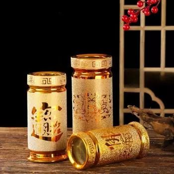 1 шт. Керамическая песочная золотая благовонная трубка для домашнего подношения благовония цилиндр для украшения дома буддийская утварь жертвенные принадлежности H 16CM