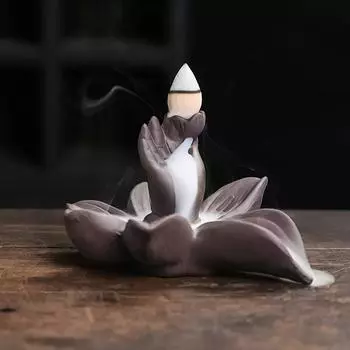 1 шт., керамическая рукодельная курильница в виде руки Будды, держатель для благовоний, курильница для лотоса, украшение для офиса, чайного домика