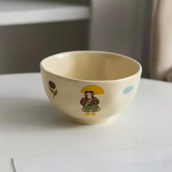 1 шт., керамическая тарелка с рисунком милой девушки, ретро-корейский стиль, миска для салата из овсянки, бытовая посуда для рисовой лапши