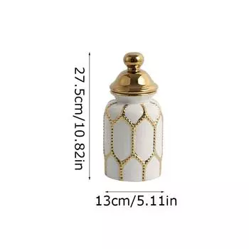 1 шт. Керамическая универсальная банка Роскошная подставка для цветов Кухня Скандинавский стиль Декоративная ваза Домашний декор Позолоченная Спальня S