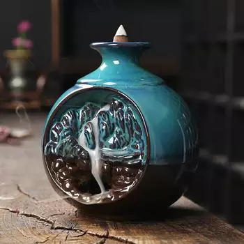 1 шт. Керамическая ваза ручной работы водопад обратный поток курильница креативный орнамент ароматерапия курильница домашний декор чай питомец дзен декор