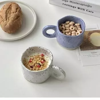 1 шт. Керамические кружки с кольцевой ручкой, кофейная молочная современная фарфоровая кружка с принтом, керамическая чашка ручной работы для горячего шоколада, парные чашки с ручками 280ML зелёный