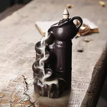 1 шт. Керамический чайник ручной работы для украшения дома, курильница с обратным потоком, декор для дома и офиса (Без благовоний)
