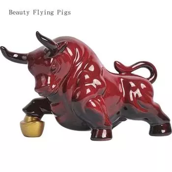 1 шт. керамический красный зодиакальный бык украшение для дома гостиная счастливое украшение офис талисман новоселье подарок украшение стола