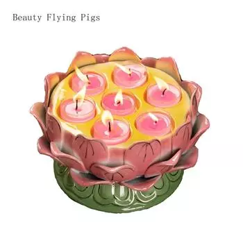 1 шт. керамический подсвечник в виде лотоса с золотой нитью, бытовой масляный светильник, держатель для лампы в виде семи звезд в форме Будды