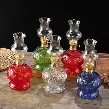 1 шт. Керосиновый фонарь, атмосфера, свеча, храмы, лотос, освещение, украшение, чайная церемония, ретро-стеклянная масляная лампа белый