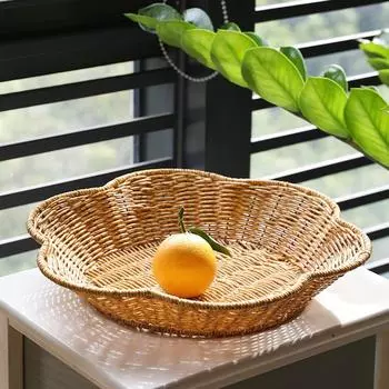 1 шт. Kicthen в форме цветка корзина для хлеба имитация плетеной ротанговой тарелки с фруктами поднос с орнаментом плетеная корзина