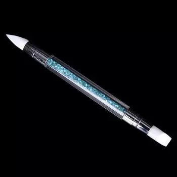 1 шт. Кисть для дизайна ногтей, инструменты для нанесения точек, 2-сторонняя скульптурная ручка, силиконовая головка, резьба по дереву, ремесло, синий