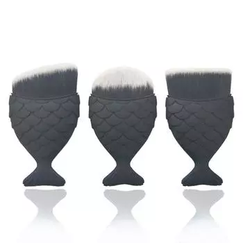 1 шт., кисть для макияжа с рыбьей чешуей, нижняя кисть с рыбьим хвостом, косметическая кисть для пудры чёрный