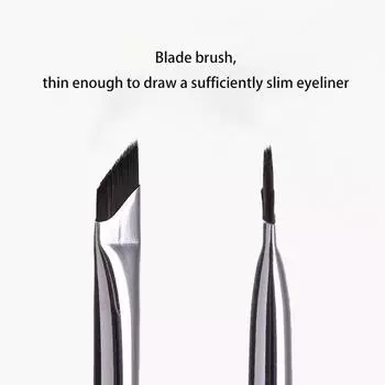 1 шт., кисть для подводки глаз с деревянной ручкой, кисть для контура теней с наклонной головкой, кисть для макияжа с деталями глаз, силуэтная кисть серебряный