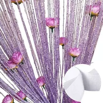 1 шт., кисточка, перегородка, подвесное украшение для дома, серебряная нить, цветочные шторы, оконная дверь, шнур для штор, отель, роза, гирлянда 1*2 м