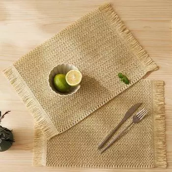 1 шт. кисточка прямоугольная тканая ткань натуральная подставка под стакан обеденный стол декор термостойкая подставка для приборов скандинавский стиль фермерский дом ручная работа