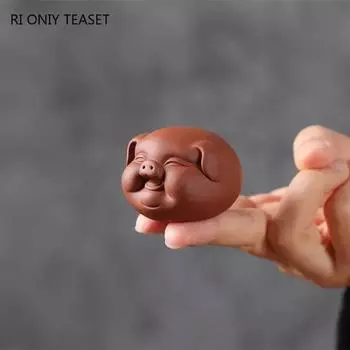 1 шт. китайская фиолетовая глиняная чайная статуэтка в виде свиньи, чайная фигурка, украшения, ручная работа, скульптура, поделки, чайный сервиз, аксессуары для украшения 5X4.5X3.3CM