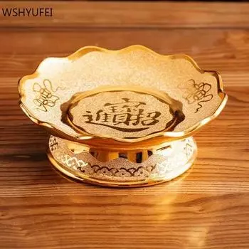 1 шт. Китайские буддийские тарелки Керамика Гуаньинь Бог богатства Подношение Фрукты Тарелка Высокая Нога Подношение Буддийские принадлежности