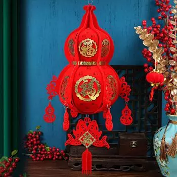 1 шт. китайский фонарик 3D украшение весеннего фестиваля DIY подвесные украшения удачи красные фонарики тыква в форме нетканого материала S