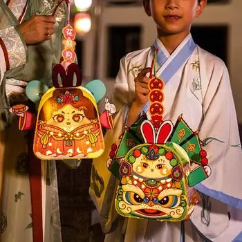 1 шт. китайский новогодний фонарь ручной работы с изображением дракона из мультфильма «сделай сам» 2024 года, декоративный фонарь для весеннего фестиваля со светодиодной подсветкой, детские игрушки