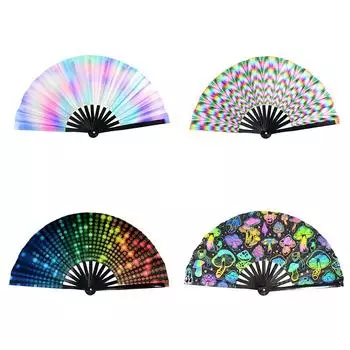 1 шт. китайский японский градиентный светоотражающий складной веер музыкальный фестиваль рейв веер 33 см большой