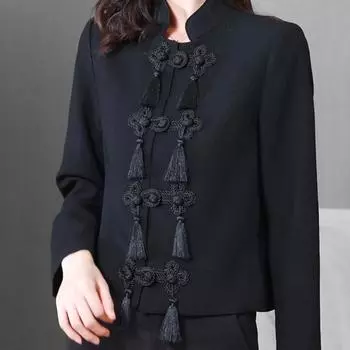 1 шт., китайский стиль, ципао, национальная одежда, ручная работа, декоративные пуговицы, длинный хвост, жемчуг, кристаллы, кисточка, пластина, пряжка