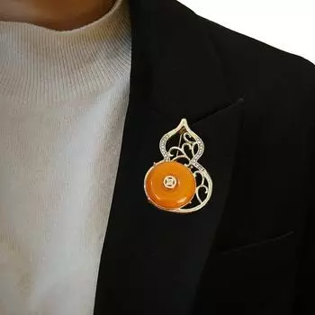 1 шт. китайский стиль зеленый кристалл женская мода изысканная тыква форма брошь воротник булавка сплав этикетка 4.1*2.2*1.5cm