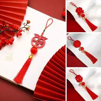 1 шт. Китайский узел благоприятный с кисточкой красивый деревянный изысканный домашний декор новогодний подарок кулон