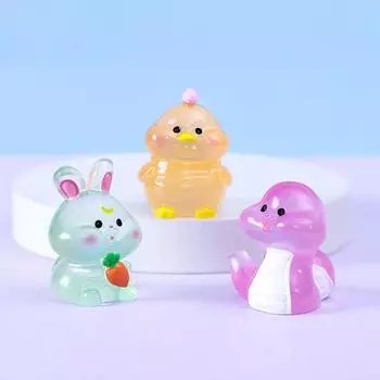 1 шт. китайский зодиак мини светящиеся украшения мультфильм животное смоляной орнамент микро ландшафтное украшение сделай сам настольный декор