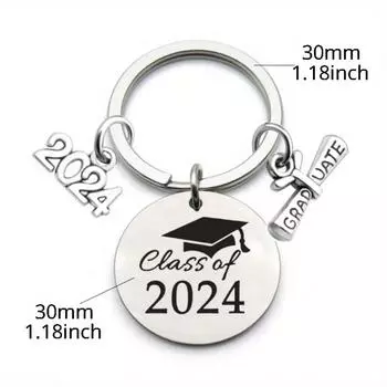1 шт. Класс 2024 брелок из нержавеющей стали брелок кольцо сумка рюкзак подвеска сувенир на выпускной день подарок