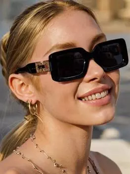 1 шт. Классические модные квадратные женские солнцезащитные очки с ажурной оправой для мужчин, повседневные очки, аксессуары для очков.