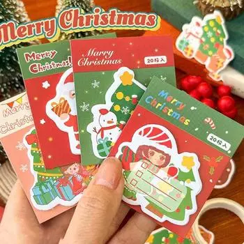 1 шт. клейкие кавайные рождественские стикеры для заметок блокнот для заметок офис школьные принадлежности канцелярские наклейки подарок 20 листов