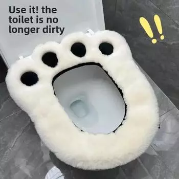 1 шт. клейкий мягкий коврик для унитаза для домашнего использования, подушка для сиденья унитаза с изображением медвежьей лапы, для ванной комнаты, мультяшная подкладка для сиденья унитаза, милая, четыре сезона, универсальная белый