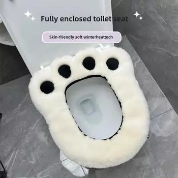 1 шт. клейкий мягкий коврик для унитаза милый медвежий лапа подушка для унитаза ванная комната мультфильм коврик для унитаза домашнее использование четыре сезона универсальный белый