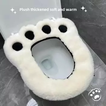1 шт. клейкий мягкий коврик для унитаза для домашнего использования, подушка для сиденья унитаза с изображением медвежьей лапы, для ванной комнаты, мультяшная подкладка для сиденья унитаза, милая, четыре сезона, универсальная белый