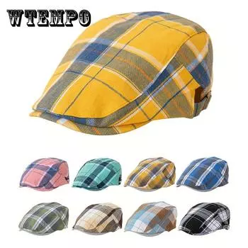 1 шт. Клетчатая кепка газетчика унисекс, шляпа таксиста, шляпа Гэтсби, идеальный выбор для подарков One Size чёрный