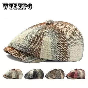 1 шт. Клетчатая кепка газетчика унисекс, шляпы Гэтсби, шляпы таксиста, идеальный выбор для подарков, кепка газетчика для женщин и мужчин чёрный