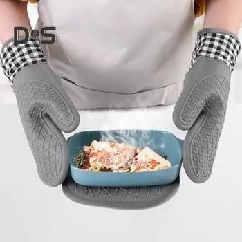 1 шт. клетчатая варежка для микроволновой печи, износостойкая прочная изоляционная варежка, прихватка чёрный