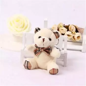 1 шт. клетчатый галстук-бабочка плюшевый сидящий медведь игрушки маленький кулон мультяшный букет кукла свадебный подарок мягкая игрушка горячая новинка 8 см