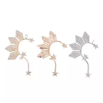 1 шт. клипсы для ушей в виде звезды, не прокалывающие серьги-каффы, ювелирные изделия, серые серьги-каффы Catriona Miss U, вдохновленные тремя звездами и солнцем without rhinestones
