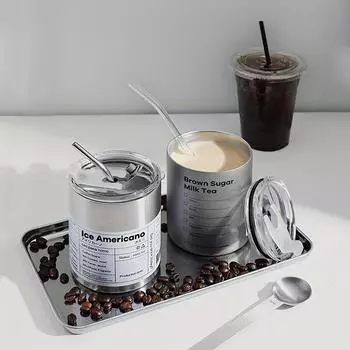 1 шт. кофейная кружка с соломой, чайник из нержавеющей стали, кофейная кружка со льдом, двухслойная кружка 600ml