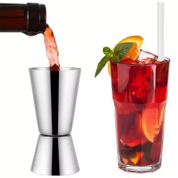 1 шт., коктейльный стакан для бара, нержавеющая сталь, стакан для красного вина, сока, двойной мерный стаканчик для спирта, аксессуары для домашнего бара, вечеринки, бара 15and30cc серебряный