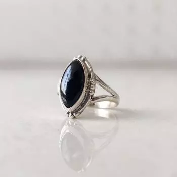 1 шт. Кольца с черным ониксом и смешанными драгоценными камнями 925 пробы, посеребренные 14.05 MM чёрный