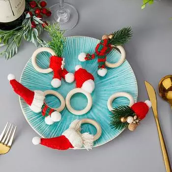 1 шт. кольцо для салфеток красная шляпа пуговица для салфеток рождественское украшение винная бутылка украшение кольцо мини шарф