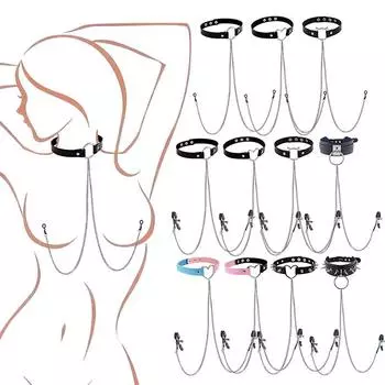 1 шт. Кольцо для соска с колье-чокером в стиле панк, длинная цепочка, штанга для пирсинга сосков, ювелирные изделия