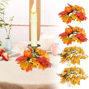 1 шт. кольцо для свечи, центральные украшения для праздничного стола, украшение на Хэллоуин, День благодарения, небольшой венок для свечей