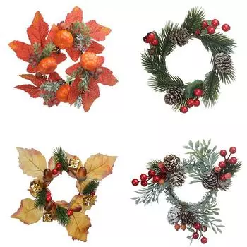 1 шт. кольцо для свечи, подсвечник, украшение, венок, маленький пенопласт, прочный чехол для бутылки вина, искусственный цветок, кольцо-столб, красный