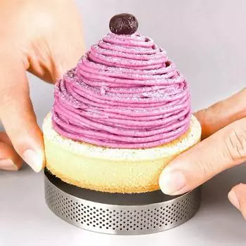 1 шт. Кольцо для тарталеток из нержавеющей стали, круглая форма для тарталеток, жаропрочное перфорированное кольцо для мусса, торта, теста для тарталеток