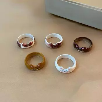 1 шт. кольцо с мультяшными кошками, простое универсальное кольцо с милым сердечком для девочки, персонализированное, креативное, новое, несколько стилей коричневый