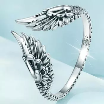 1 шт. Кольцо с открытыми крыльями, простое ретро-кольцо с перьями-хранителями, ювелирное украшение для рук Opening Adjustable