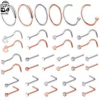 1 шт., кольцо в носу из хирургической стали, круглый обруч, C/L-образная шпилька для пирсинга носа, ушной хрящ, спираль для пирсинга Oreja, украшения для тела #1 серебряный
